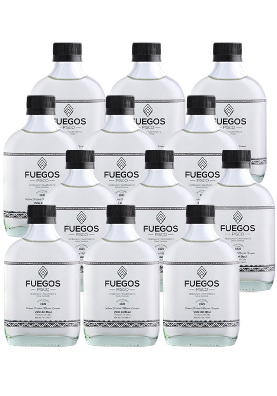12x Pisco Fuegos 40º Petaca Transparente 190cc