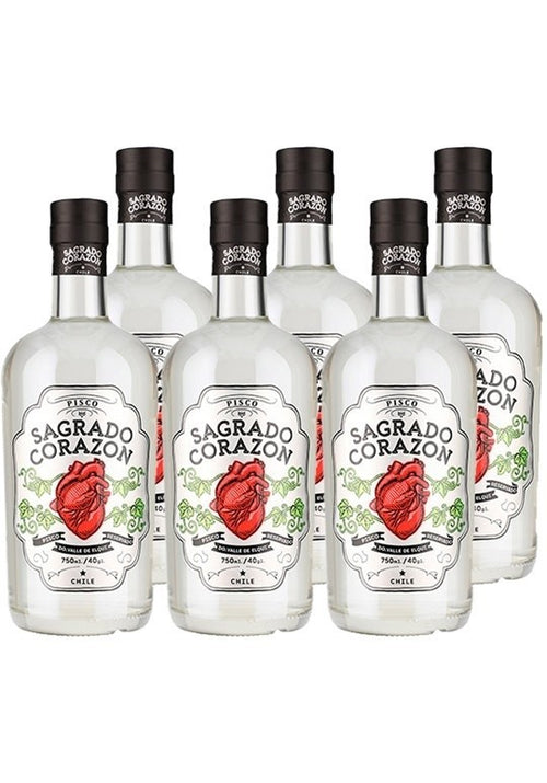 6x Pisco Sagrado Corazon 40º Transparente 750cc