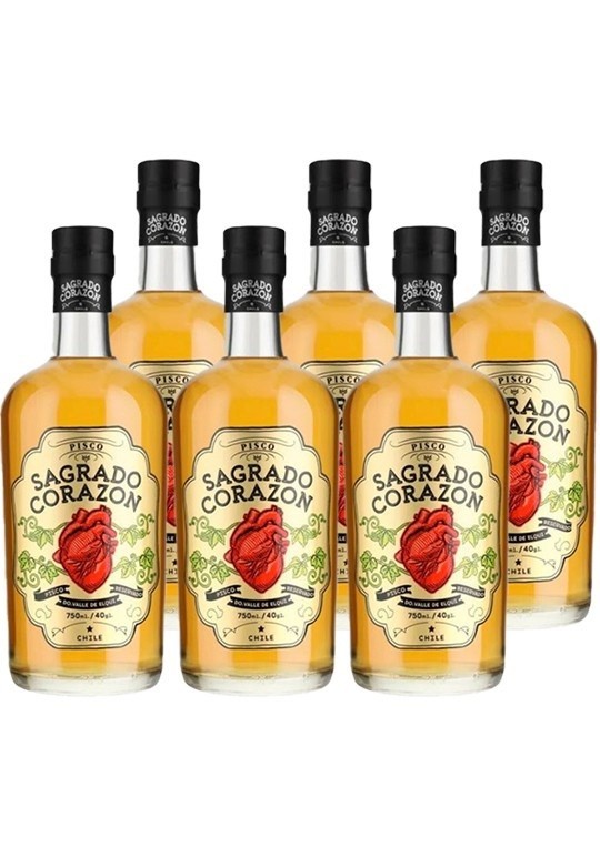 6x Pisco Sagrado Corazon 40º Envejecido 750cc