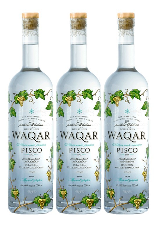 3x Pisco Waqar 40º 700cc
