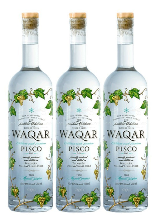 3x Pisco Waqar 40º 700cc