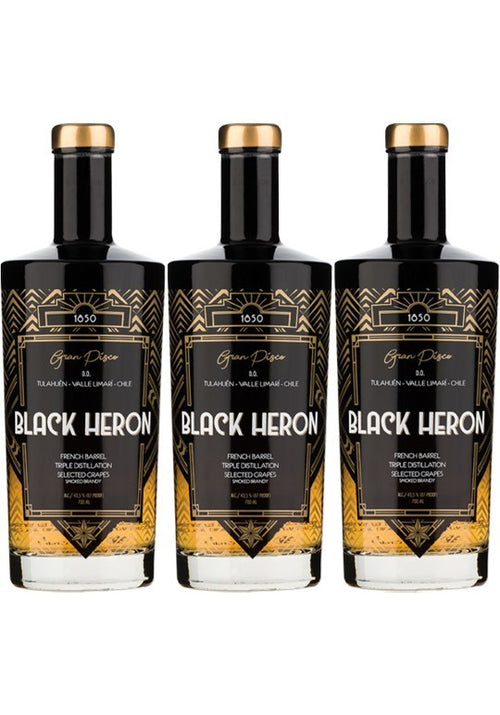 3x Pisco Black Heron 43,5º 700cc