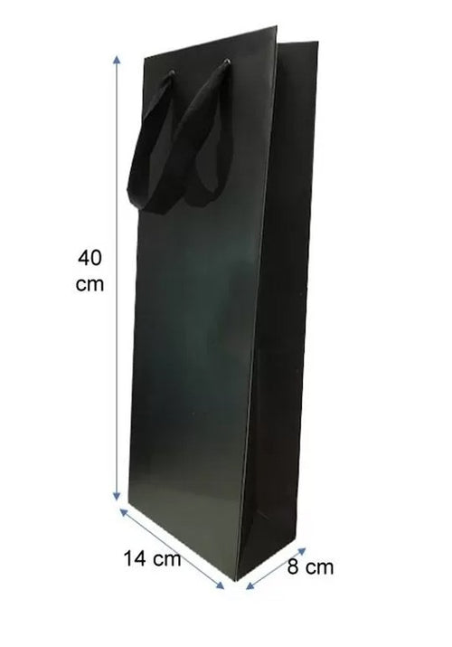 Bolsa De Papel Lujo “14X40X8” Negra (1 Botella)