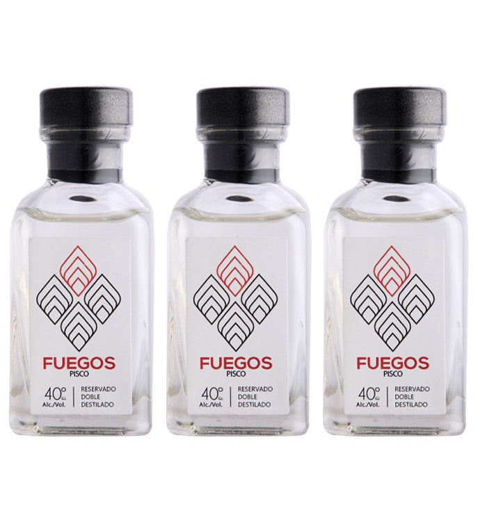 Pisco Mini Fuegos 40º Transparente 50cc x3