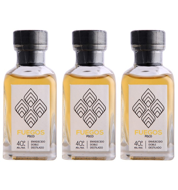 Pisco Mini Fuegos 40º Envejecido 50cc x3