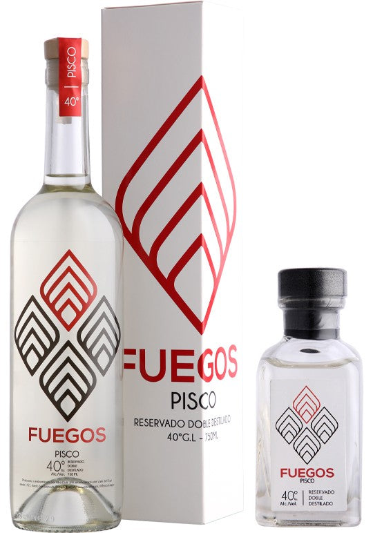 Pisco Fuegos 40º Transparente 750cc + Miniatura 50 ml