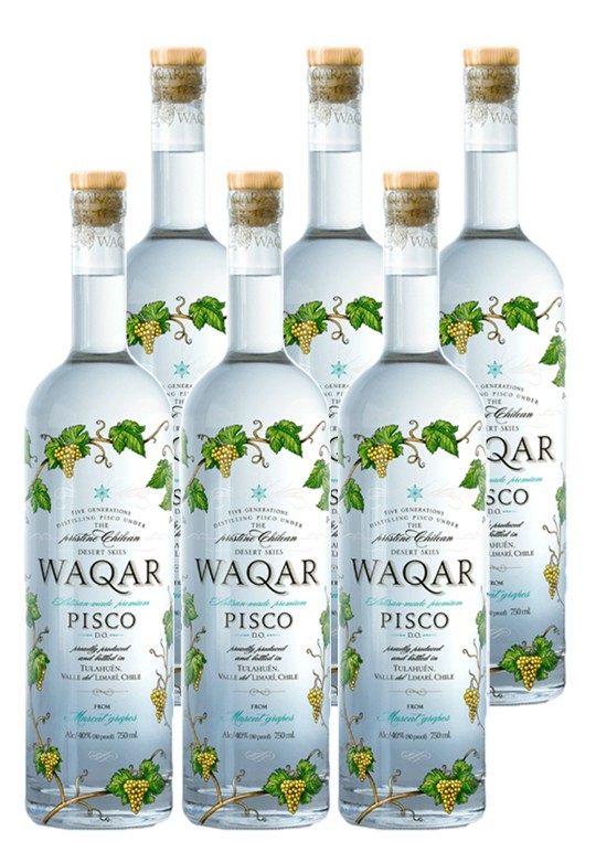 6x Pisco Waqar 40º 700cc