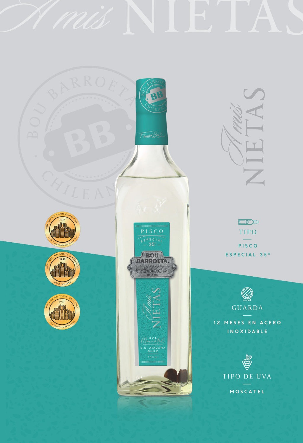 Pisco Bou Barroeta, A mis Nietas 35º 750cc